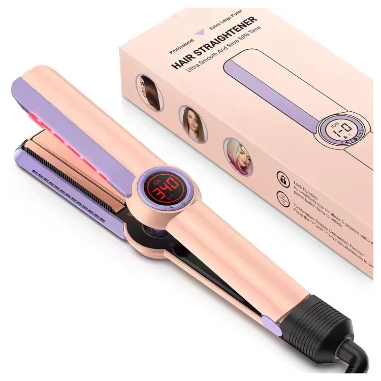 హై పెర్ఫార్మెన్స్ హెయిర్ స్ట్రెయిటెనర్ వైడ్ ప్లేట్లు ఫ్లాట్ ఐరన్