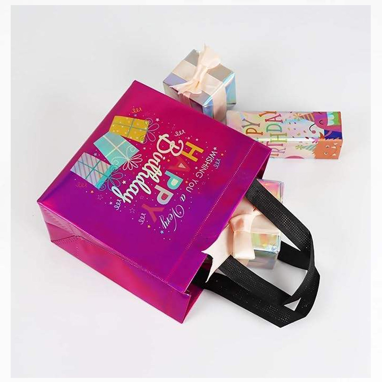 మల్టీ-సైజ్ కలర్-కోఆర్డినేటెడ్ నాన్-వోవెన్ బర్త్‌డే బ్యాగ్‌లు